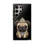 Pug Phone Case – Cute Pug Puppy Illustration on Black Tough Case