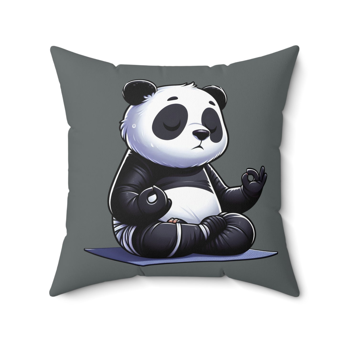 Meditating Panda Throw Pillow — Cute Zen Yoga Decorative Cushion