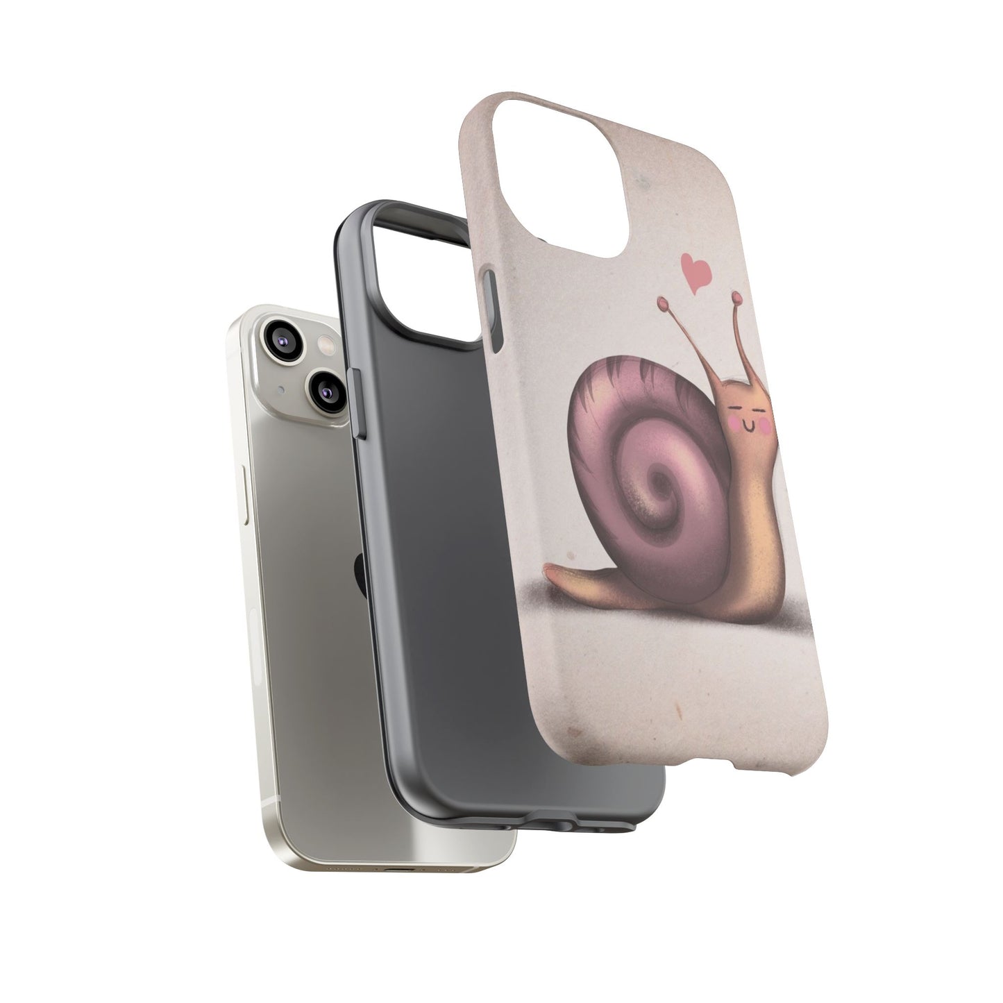 Cute Snail Phone Case — Pink Heart Cartoon Protective iPhone Cover
