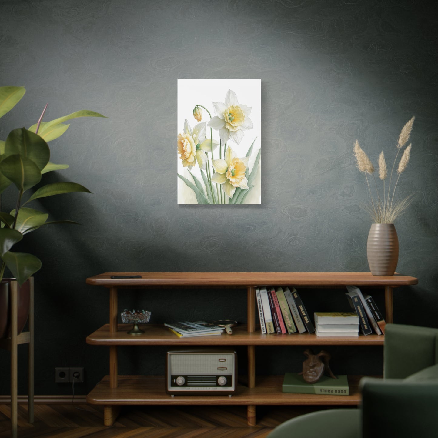 Matte Canvas, Stretched, 1.25" beautiful flowers white and yellow.