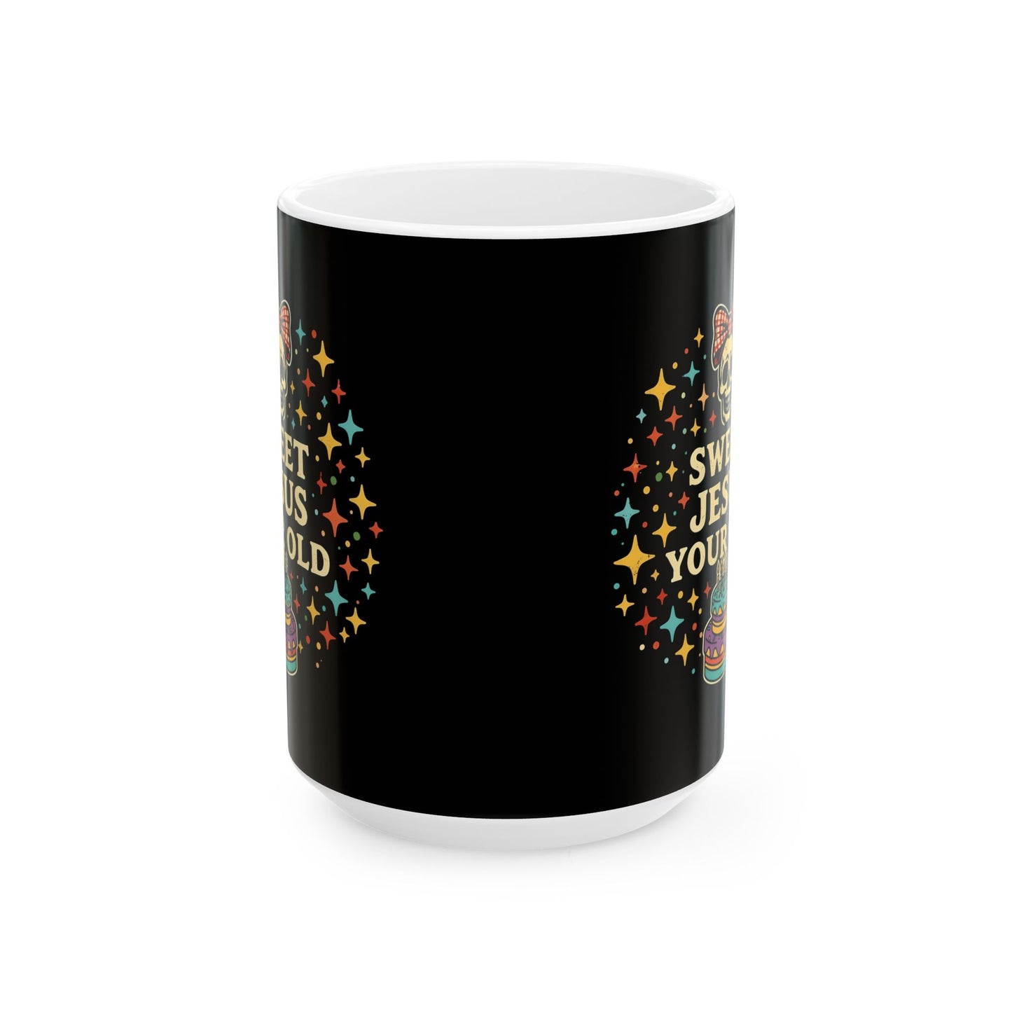 In This House We Swear Jesus Loves You Mug — Colorful Faith Coffee Cup (11oz & 15oz)