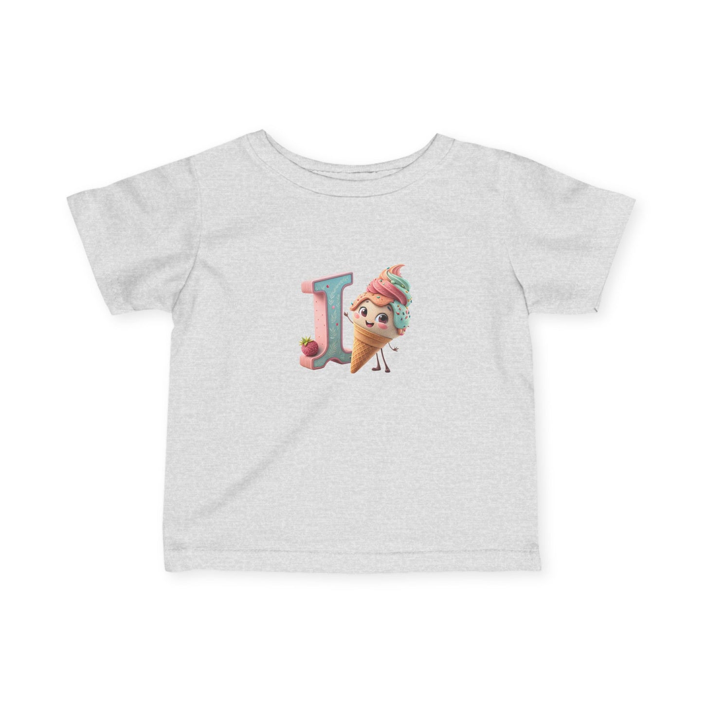 Cute Ice Cream Initial Infant Tee, Baby Shirt, Toddler Clothing, Summer Outfit, Personalized Gift, Kids Apparel