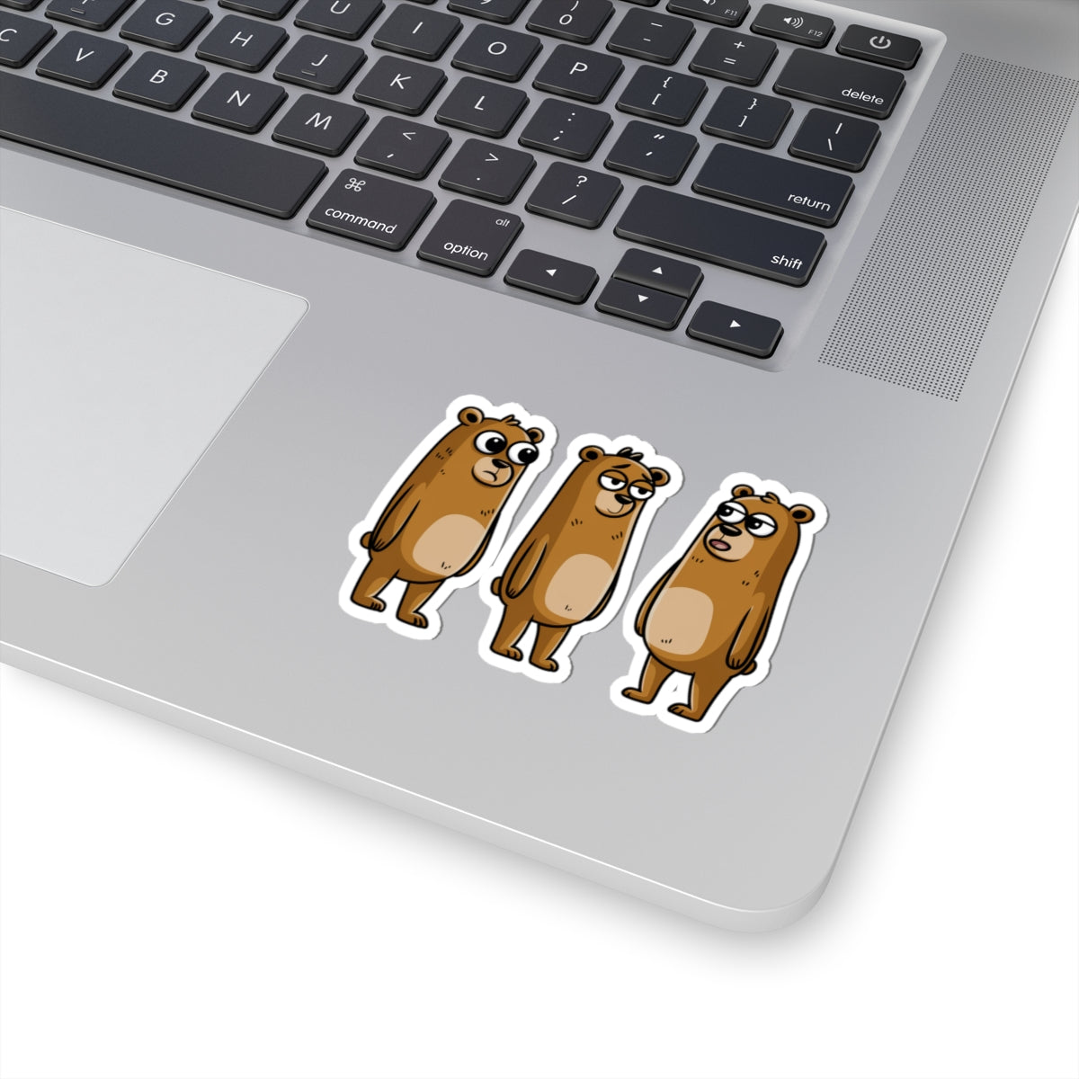 Funny Bear Kiss-Cut Stickers, Cartoon Animal Decor, Laptop Stickers, Cute Gifts for Animal Lovers, Playful Wall Art