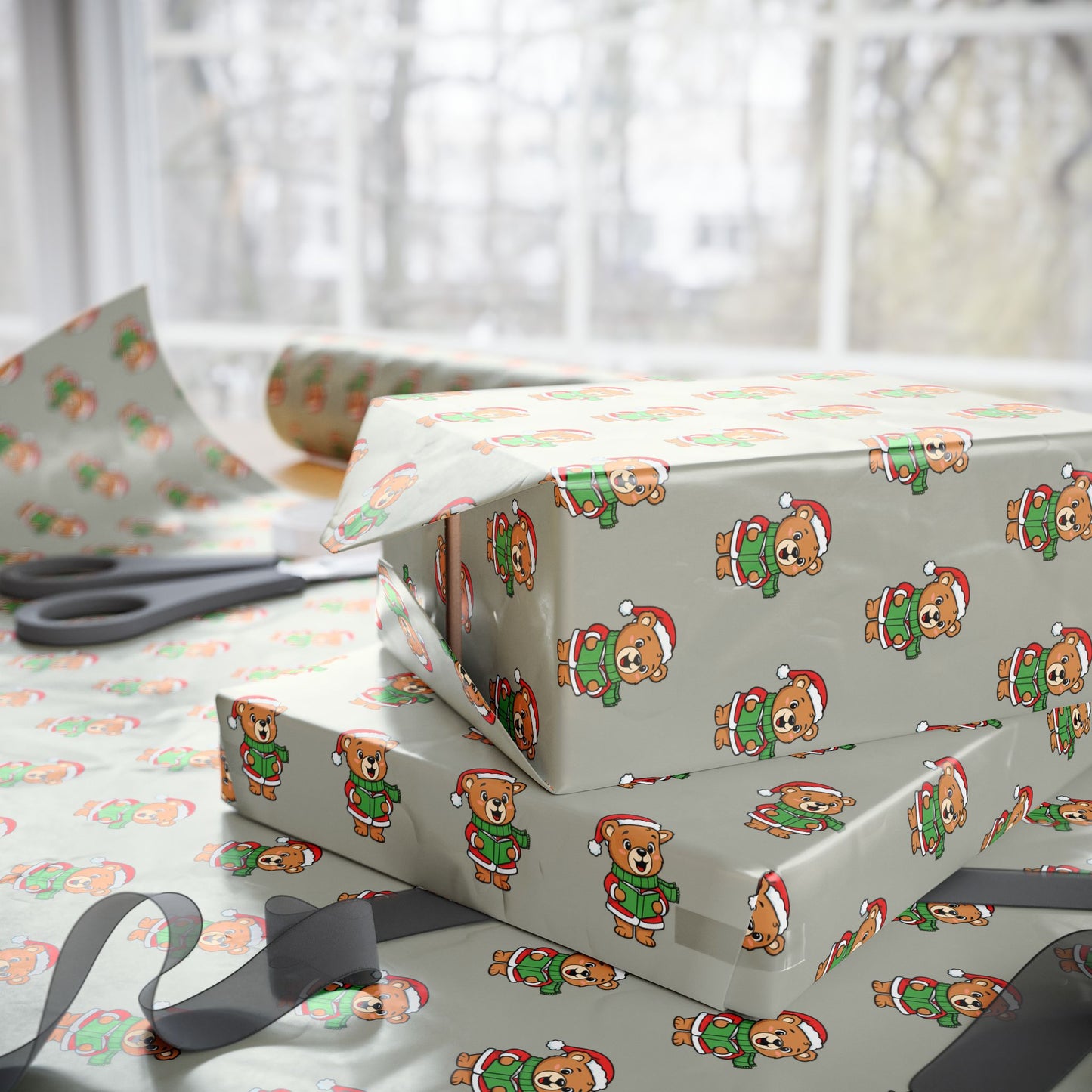 Gingerbread Elf Pattern Wrapping Paper Roll – Festive Holiday Gift Wrap