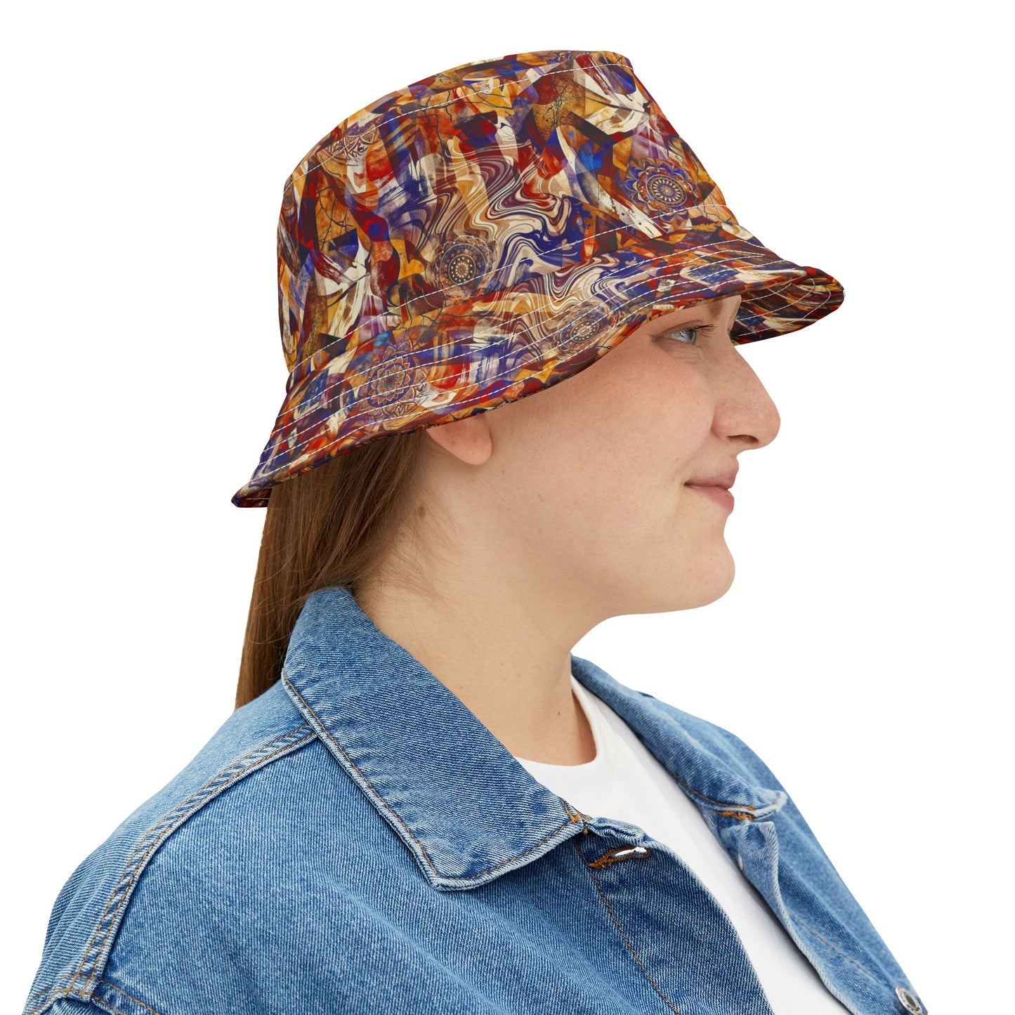 Abstract Swirl Bucket Hat — Colorful Psychedelic All-Over-Print