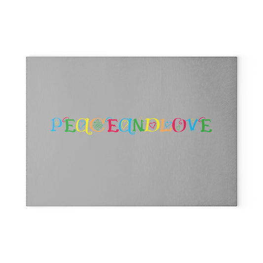 Colorful Peace and Love Glass Cutting Board | Kitchen Decor