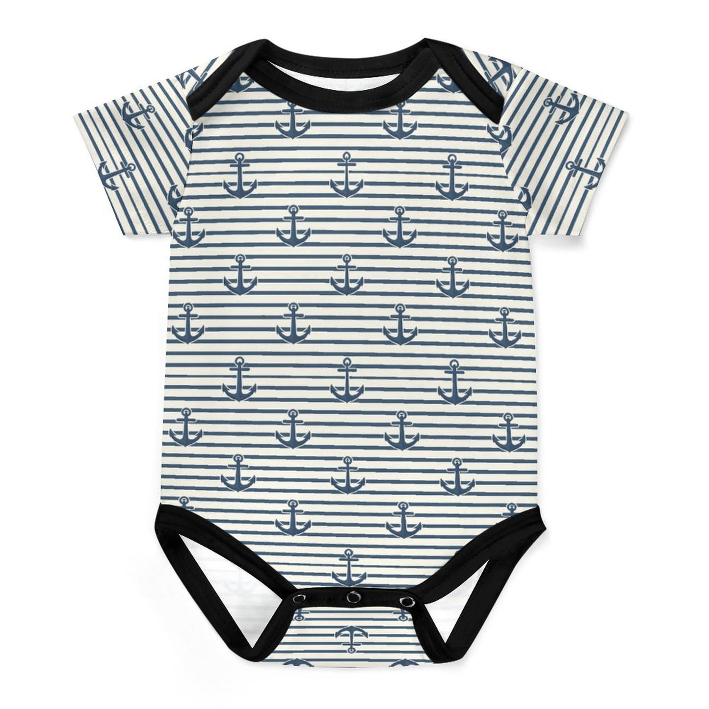 Faux Cotton Short Sleeve Baby Romper Anchors