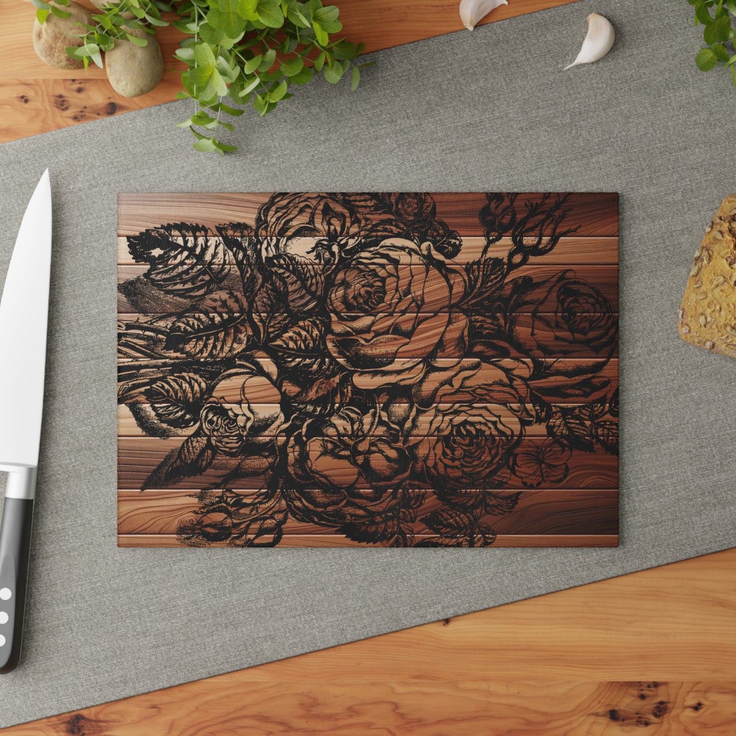 Elegant Floral Glass Cutting Board