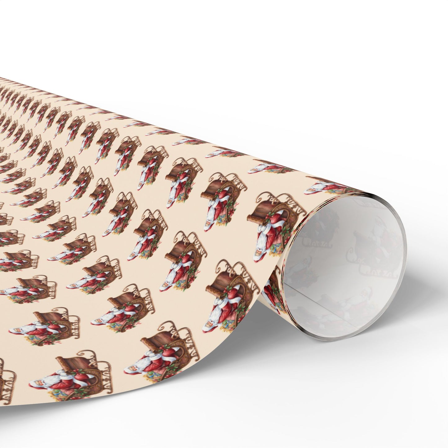 Vintage Santa Gift Wrapping Paper Roll — Holiday Present Wrap