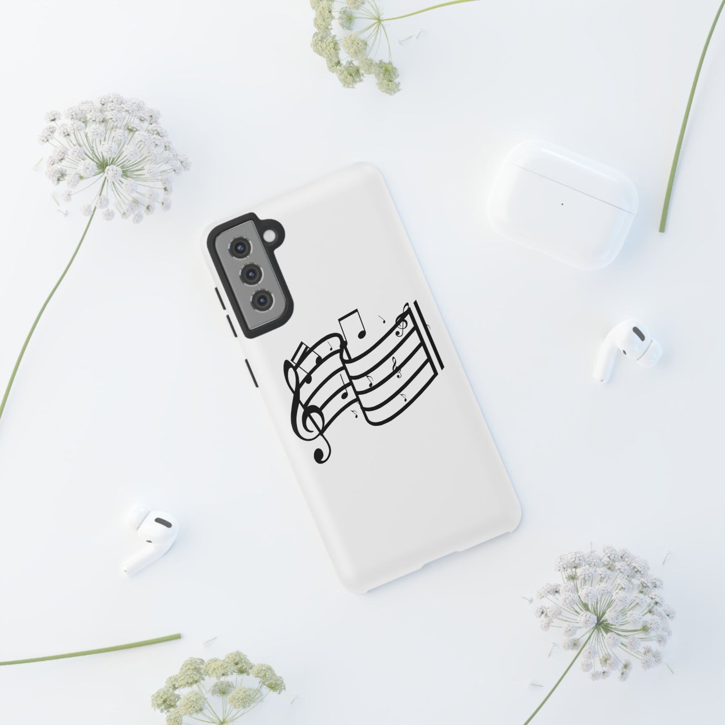 Musical Notes Phone Case — Black Treble Clef Music Staff Tough Case