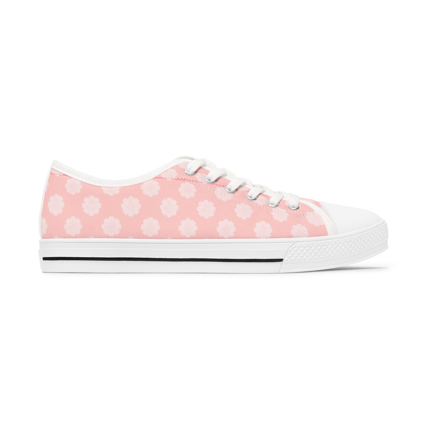 Pink Daisy Low Top Sneakers —  Floral Canvas Casual Shoes