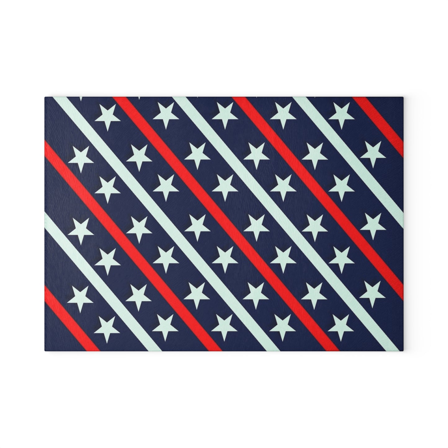 Patriotic Glass Cutting Board | Kitchen Decor, Gift for Home Chefs, Red White Blue Star Design, 4th of July, BBQ Essentials