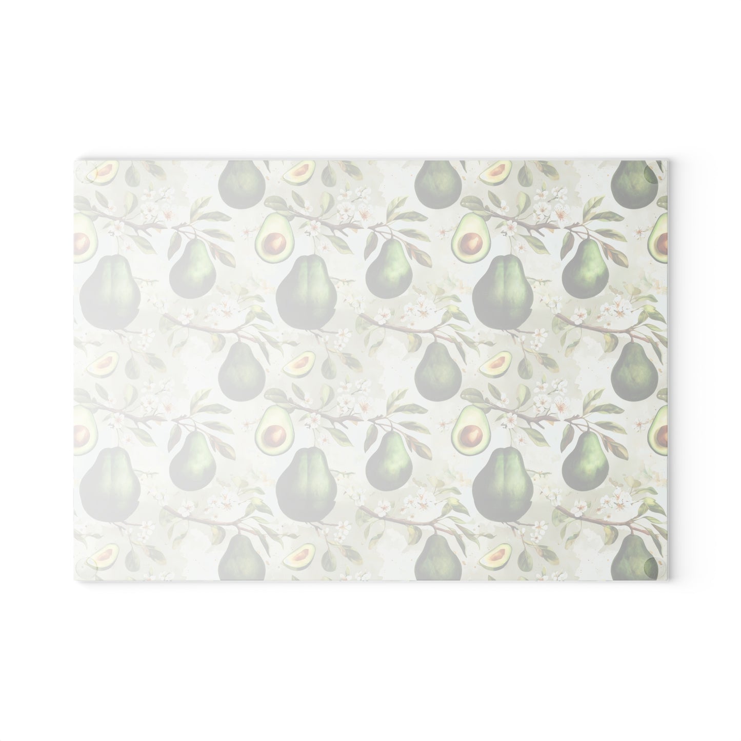 Avocado Pattern Glass Cutting Board — Decorative Kitchen Chopping Board