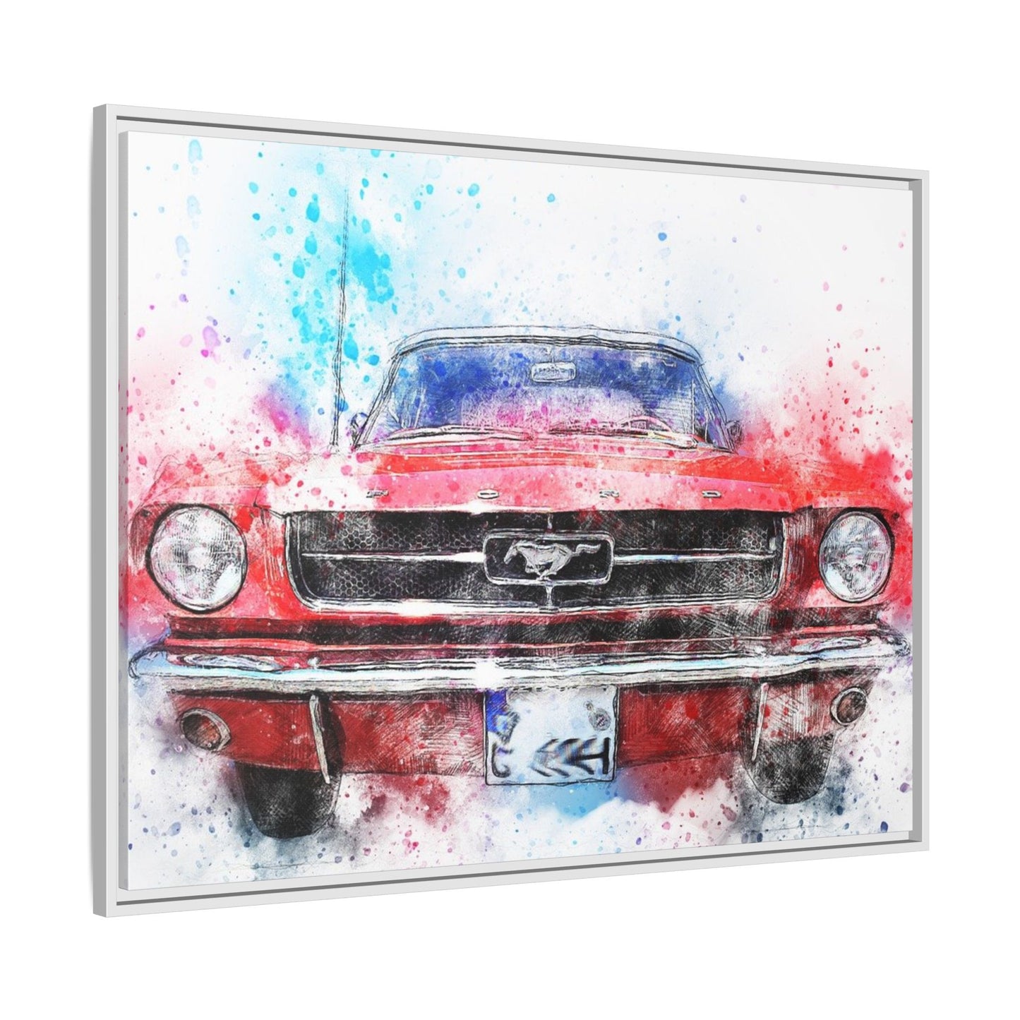 Matte Canvas, Framed Mustang Car