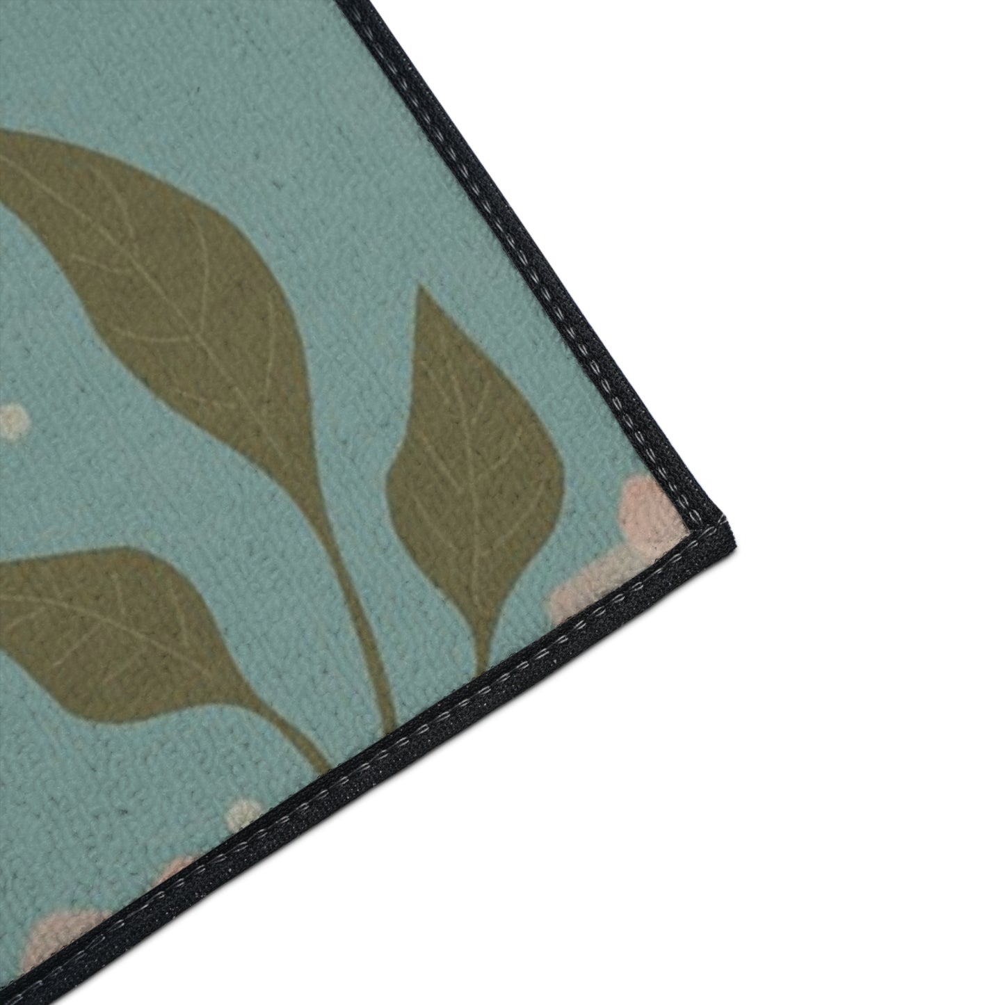 Floral Heavy-Duty Floor Mat — Teal Pastel Blossom Rug for Entryway & Kitchen