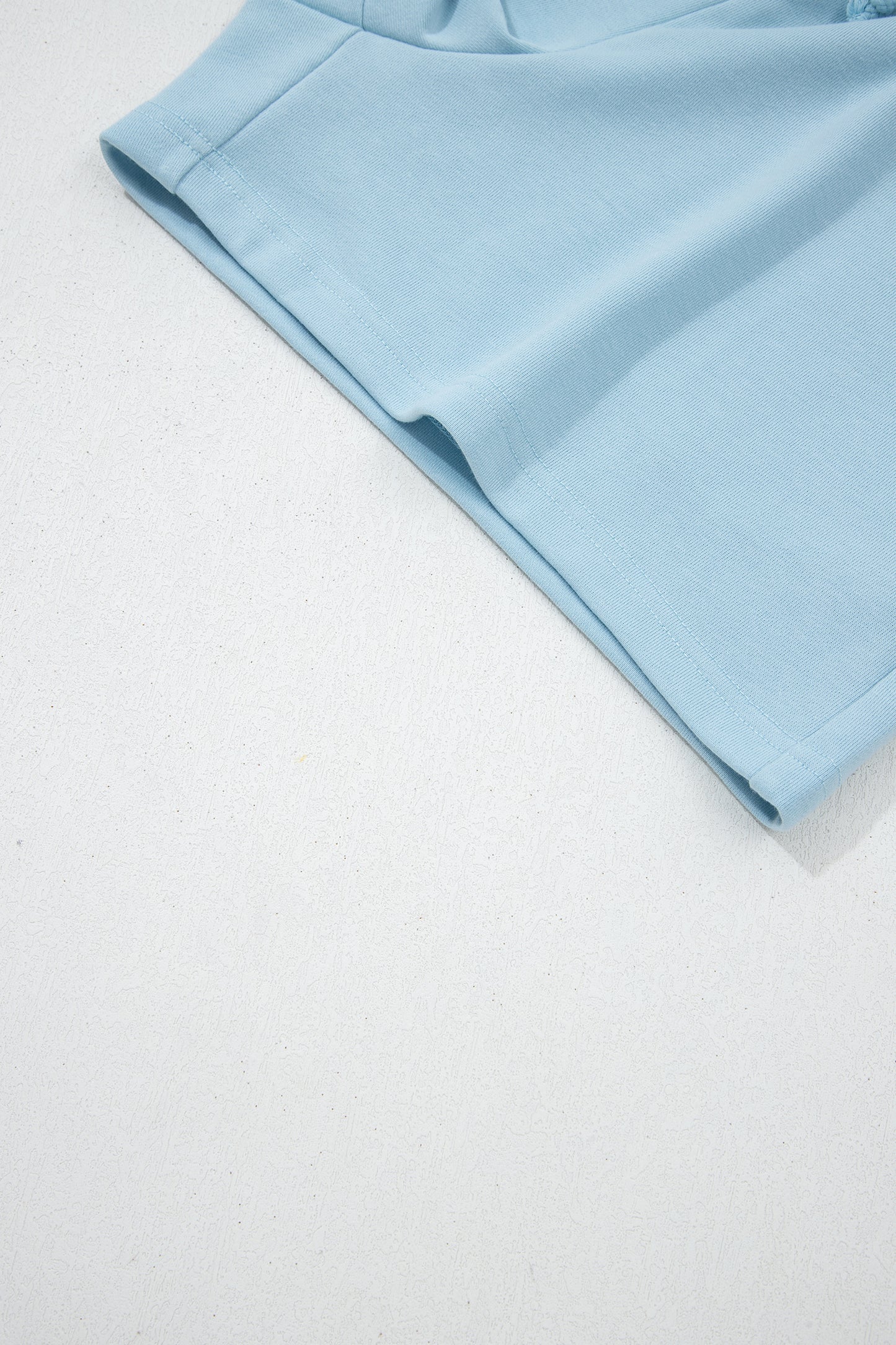 Mist Blue Solid Color Loose Tee Drawstring Shorts 2pcs Outfit