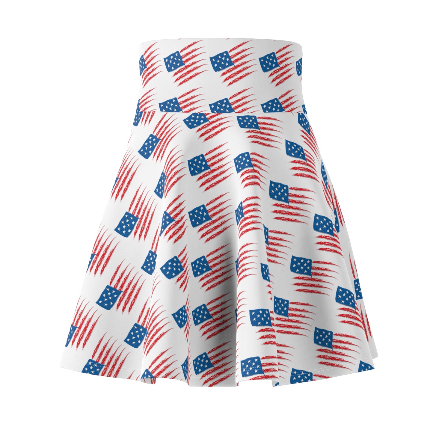 Patriotic Women's Skater Skirt, American Flag Print Skirt