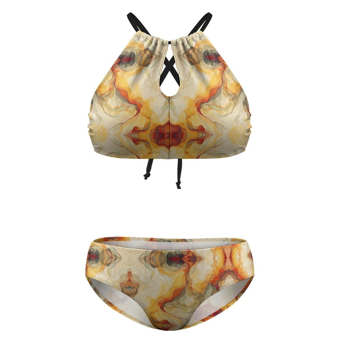 Plus Size Women's Two piece Swimsuit with High Neck Halter Top