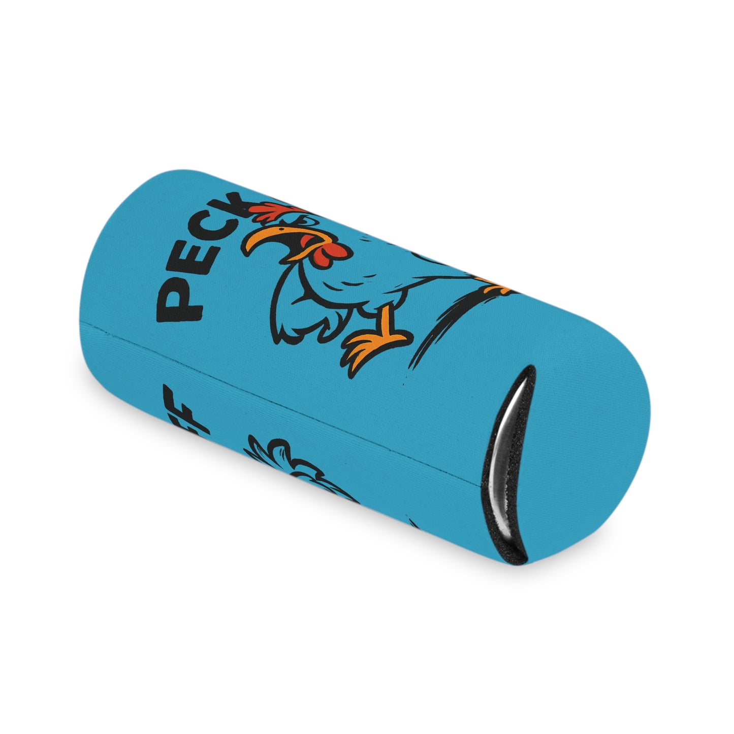 Can Cooler – 'Peck Off' Angry Rooster Drink Holder (Funny Farm Animal Koozie)