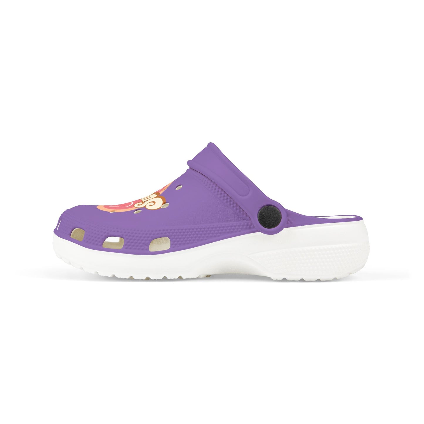 Kids Purple "Sweetheart" Foam Clogs — Cute Heart Graphic Slip-On Shoes