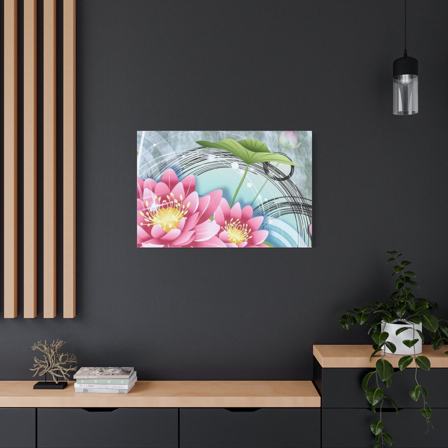 Lotus Blossom Matte Canvas Wall Art — Stretched 1.25" Decorative Print