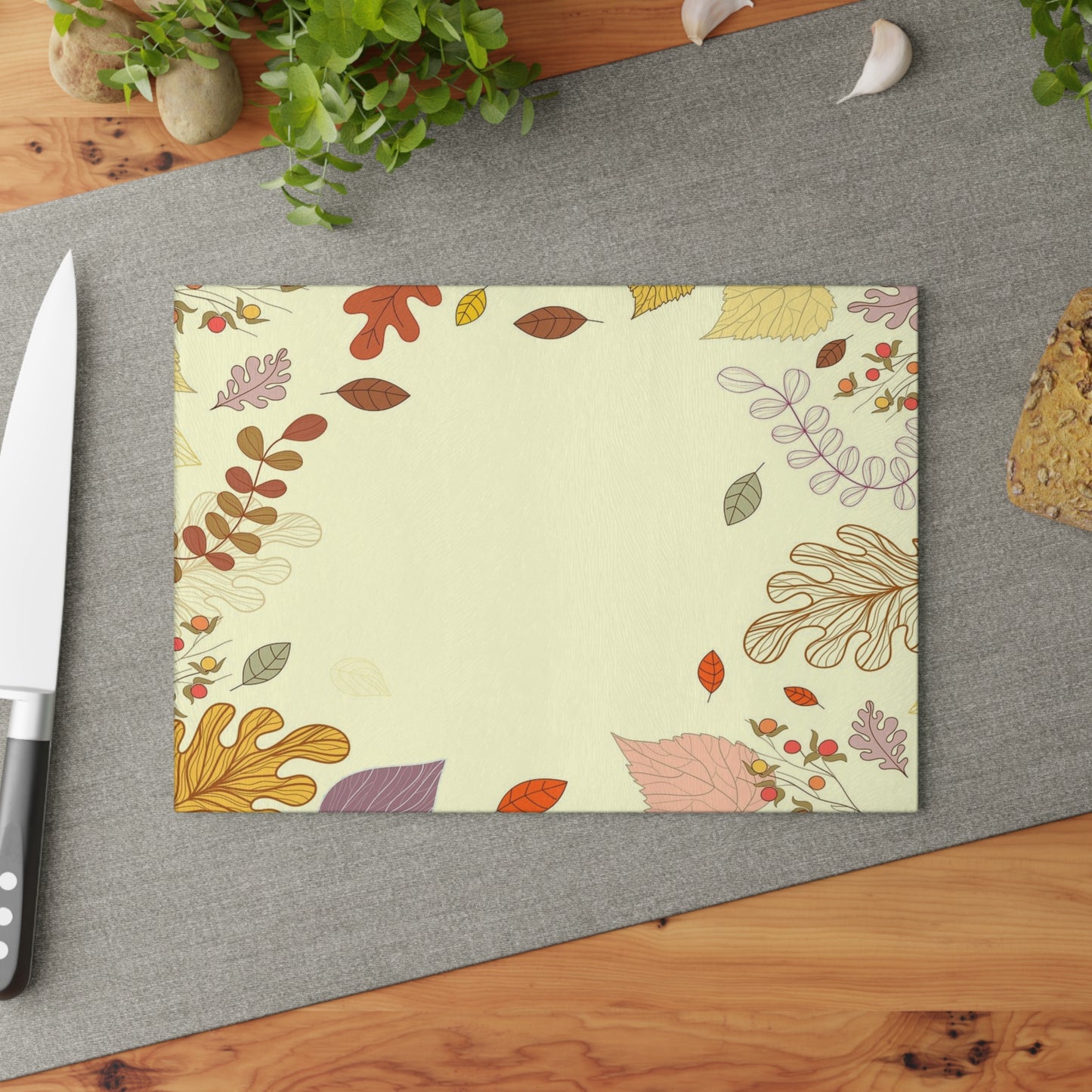 Autumn Leaves Glass Cutting Board – Fall Foliage Decorative Kitchen Board