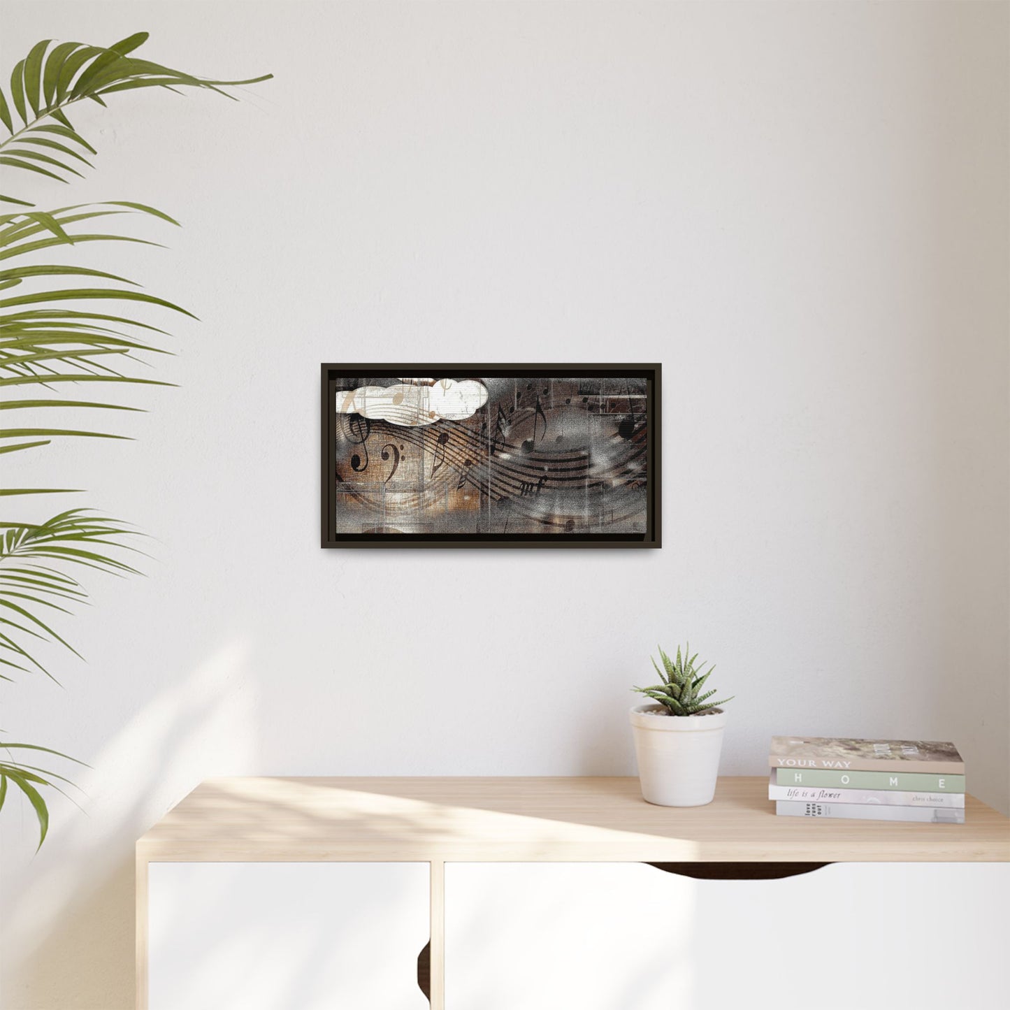 Framed Music Notes Canvas Print — Abstract Vintage Piano & Sheet Music Wall Art