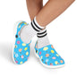 Kids Blue Polka Dot EVA Foam Clogs – Colorful Bubble Print Slip-On Shoes