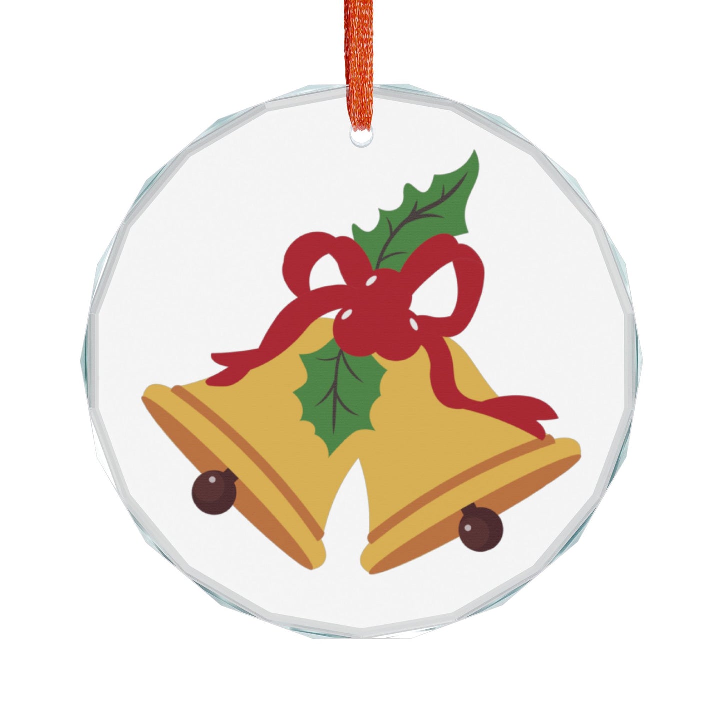 Heart Crystal Ornament – Festive Christmas Bells with Holly Holiday Decoration