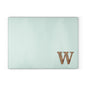 Monogram Glass Cutting Board — Mint or Clear Tempered Glass with Wood 'W' Initial