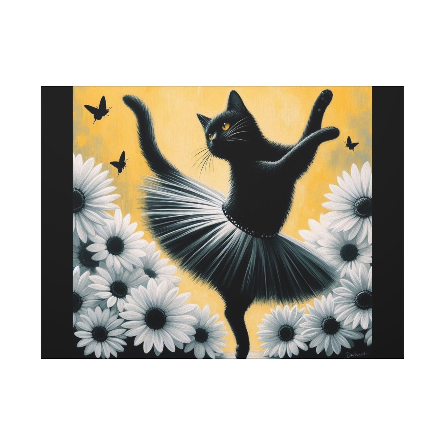 Ballet Black Cat Canvas Print — Whimsical Cat Ballerina Wall Art