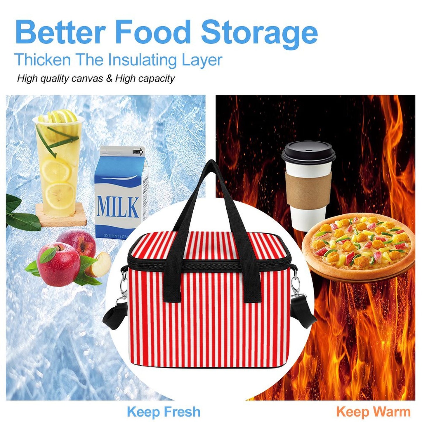 Portable Cooler/lunch bag  - Red and white