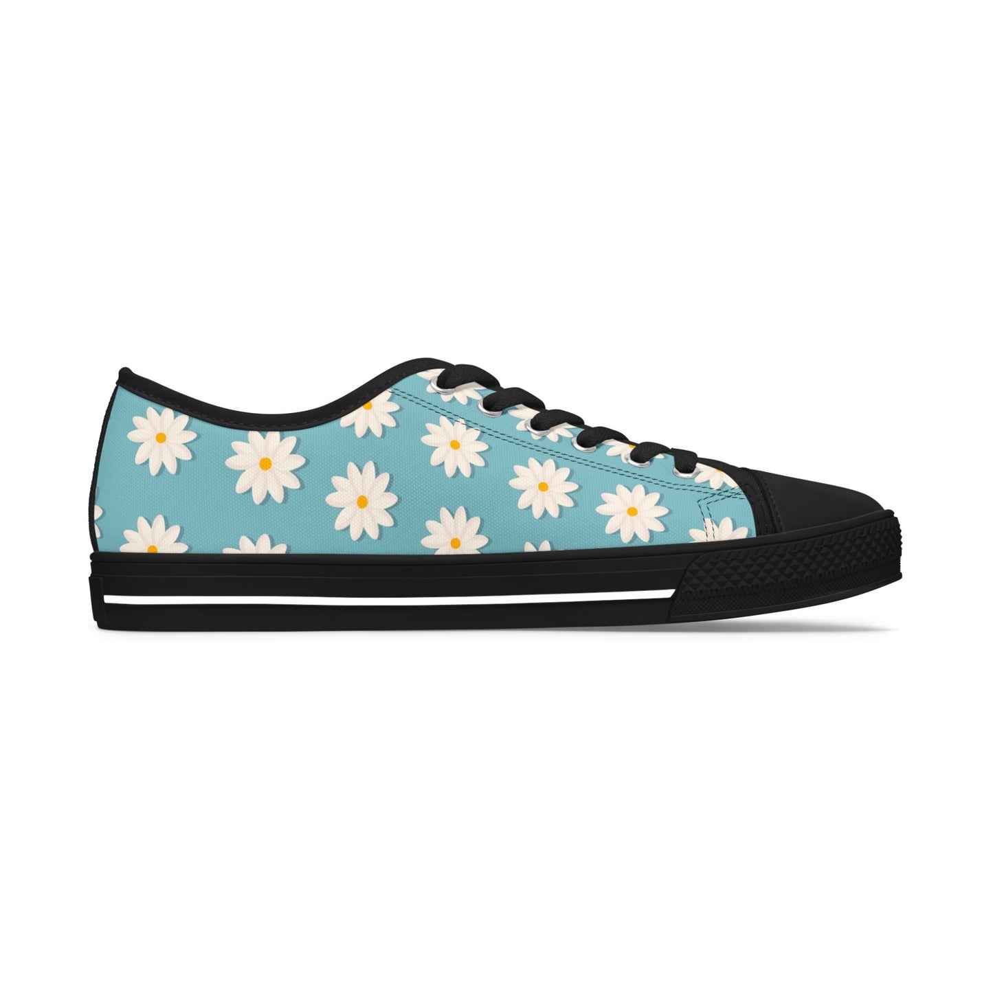 Daisy Print Low Top Sneakers – Retro Floral Canvas Shoes