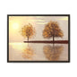 Framed Matte Canvas Wall Art — Golden Autumn Trees Reflection