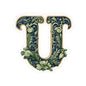 Floral Ornate Letter U Sticker — Vintage Botanical Monogram Kiss-Cut