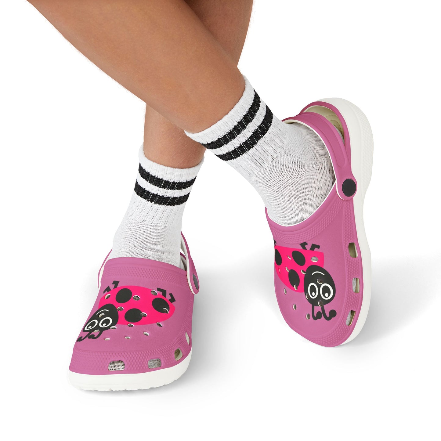Kids' Pink Ladybug EVA Foam Clogs — Lightweight Slip-On Sandals for Toddlers & Little Girls