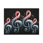 Musical Treble Clef Canvas Wall Art — Pastel Ribbon Notes on Black