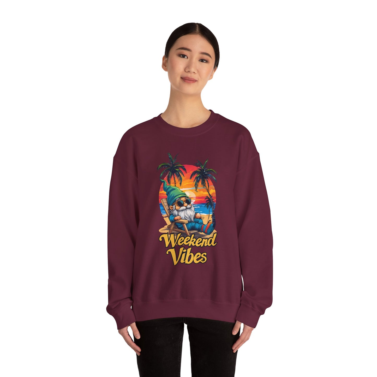 Crewneck — "Weekend Vibes" Tropical Gnome Sweatshirt