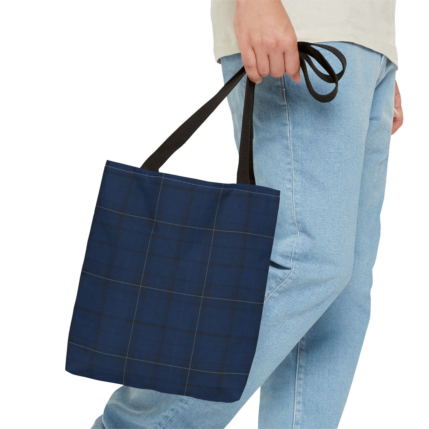 Navy Tartan Tote Bag – Classic Plaid Tote