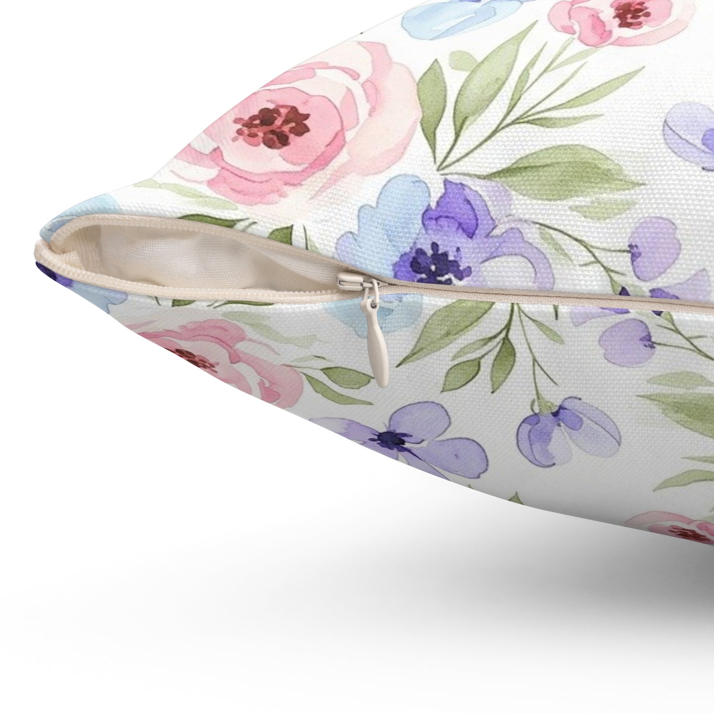 Spun Polyester Square Pillow - Flowers
