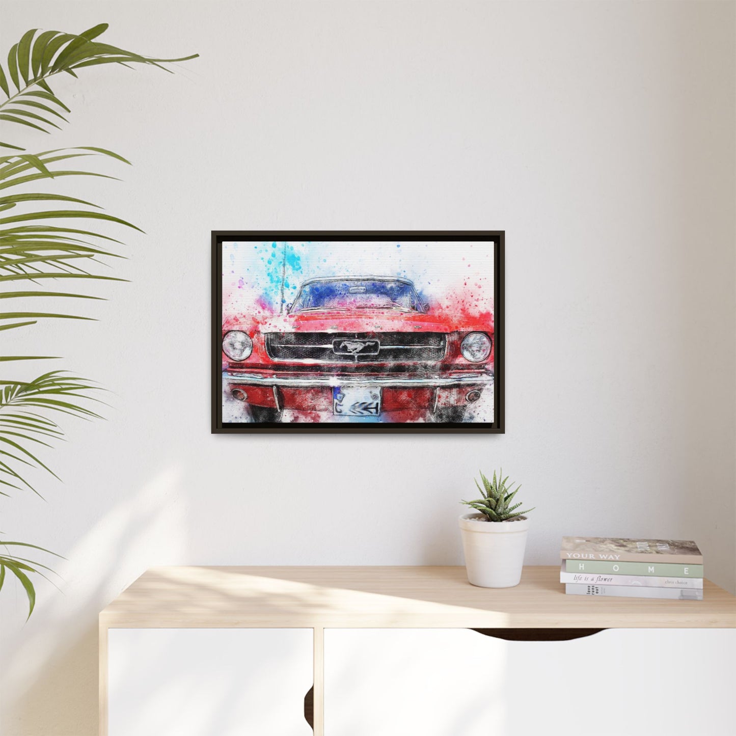 Matte Canvas, Framed Mustang Car