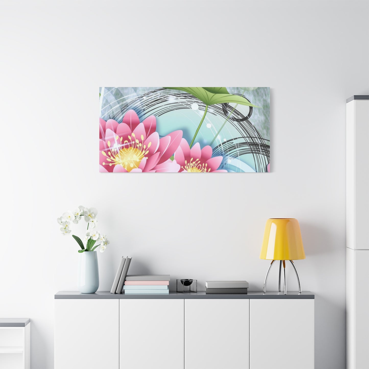 Lotus Blossom Matte Canvas Wall Art — Stretched 1.25" Decorative Print