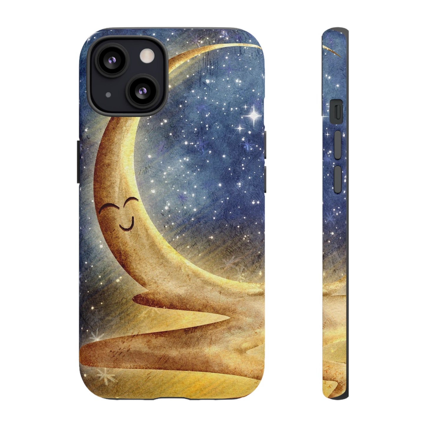 Moonlit Smile Phone Case — Starry Night Crescent Moon iPhone Cover