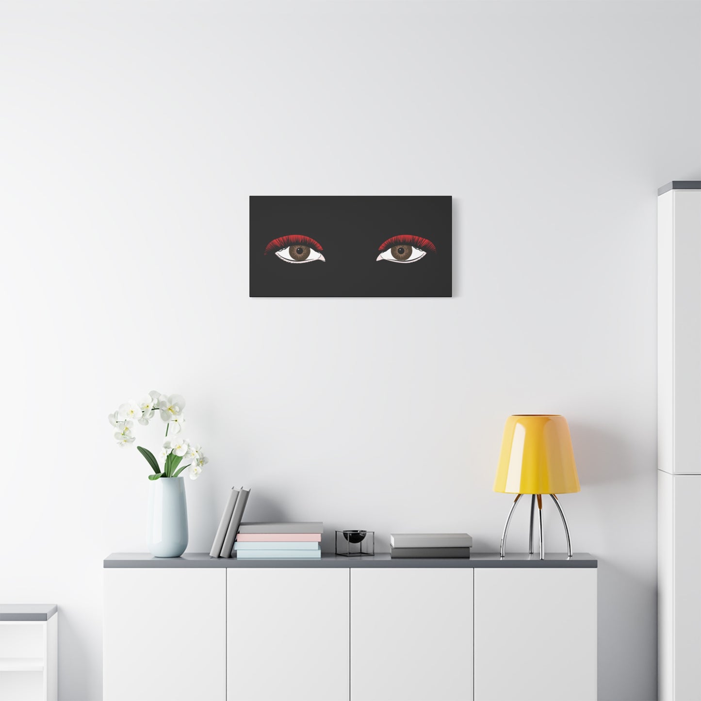 Red Lashes Wall Art Canvas — Glam Eyes Makeup Decor