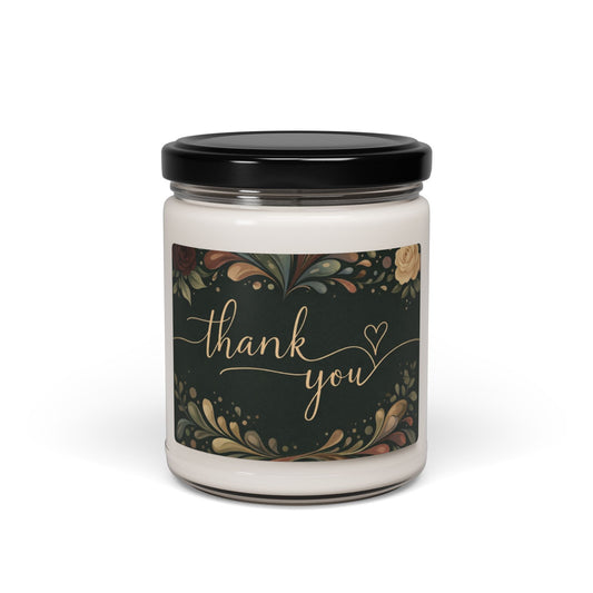 Thank You Scented Soy Candle — 9oz Decorative Jar Candle for Gifts & Home