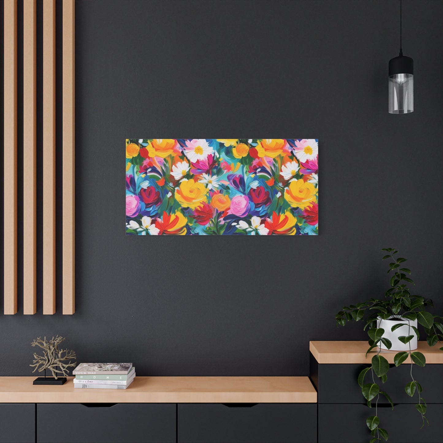 Vibrant Floral Matte Canvas Wall Art — Colorful Garden Print, Stretched 1.25"