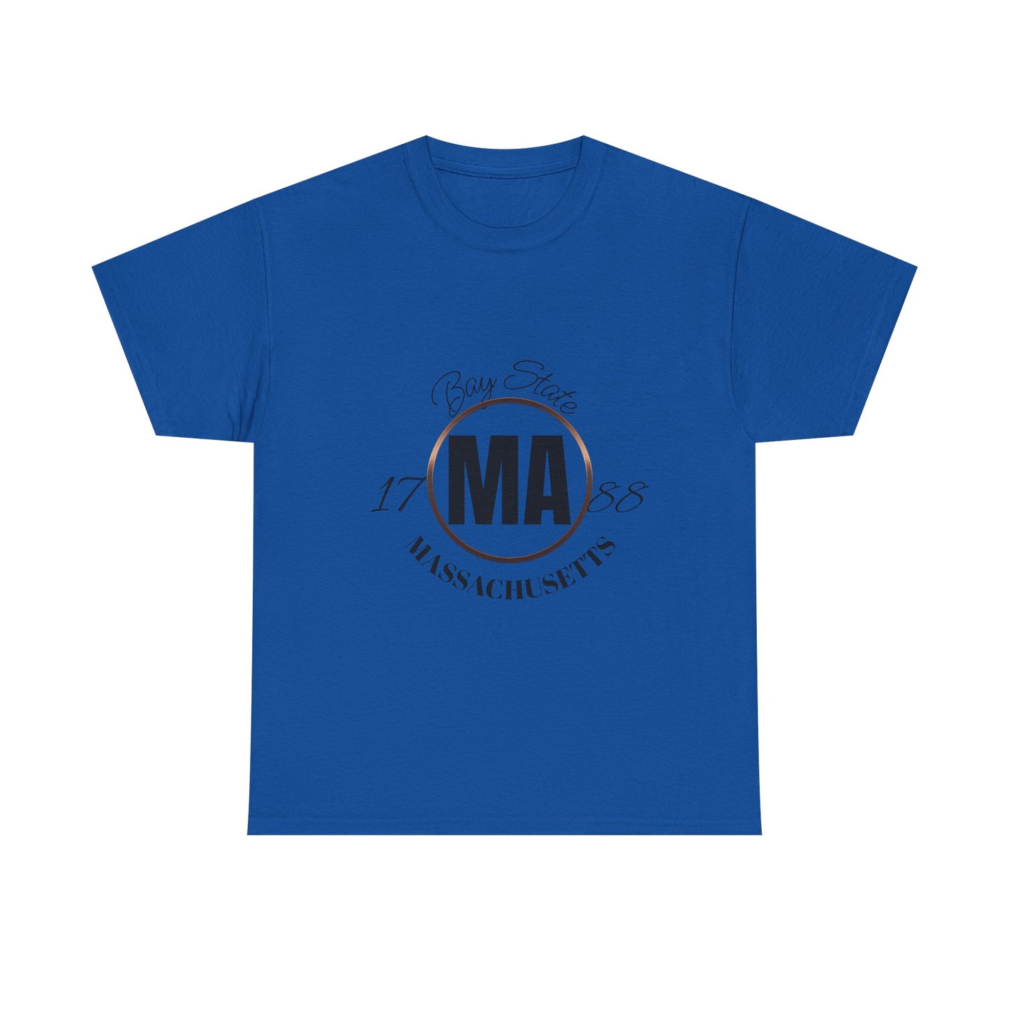 Unisex Heavy Cotton Tee with Massachusetts Design, Casual Wear, Gift for Him/Her, Travel Souvenir, Vintage Style
