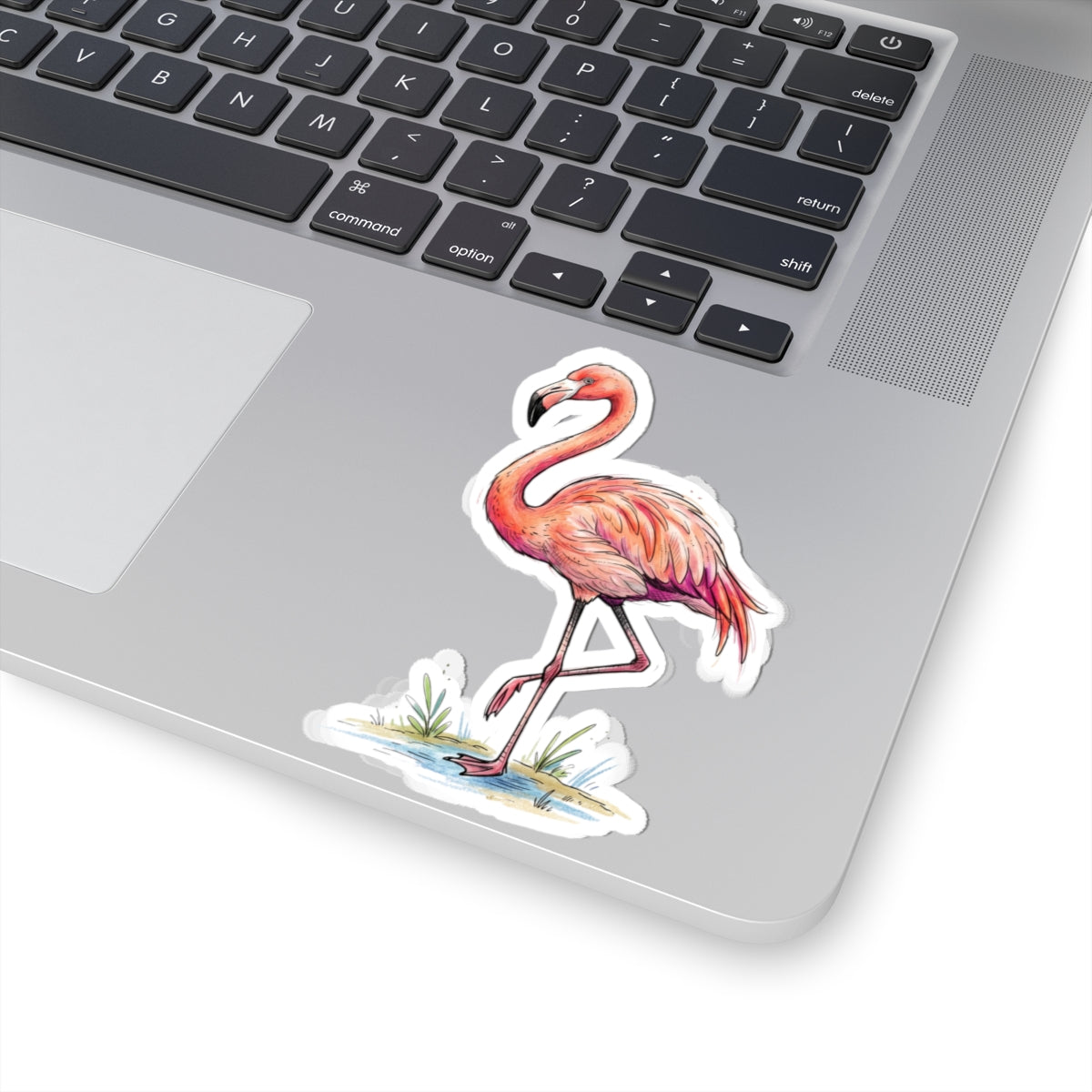 Flamingo Watercolor Sticker — Pink Flamingo Kiss-Cut Decal for Laptops, Water Bottles & Phones