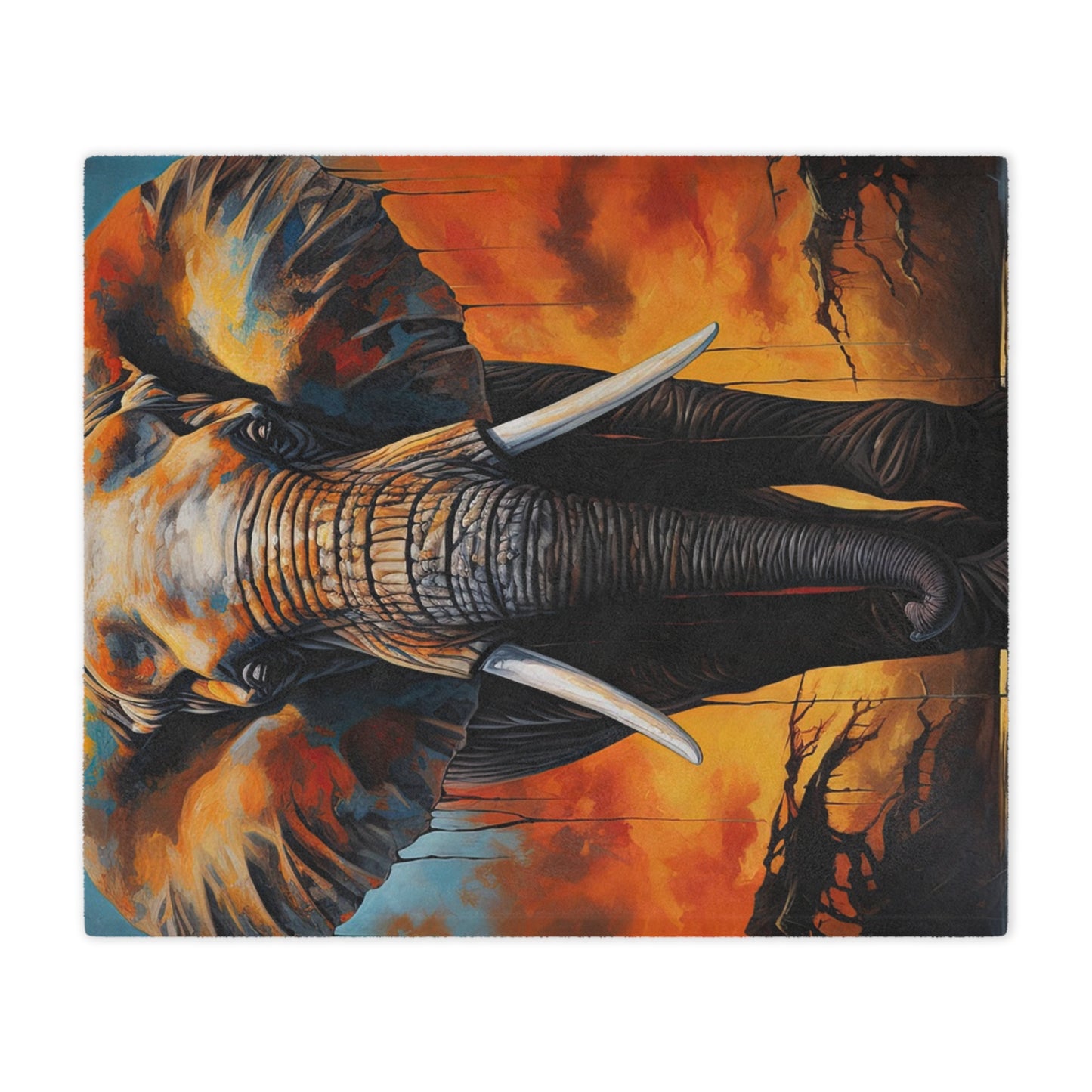 Elephant Sunset Minky Blanket — Soft Wildlife Throw for Home, Cozy Safari Décor