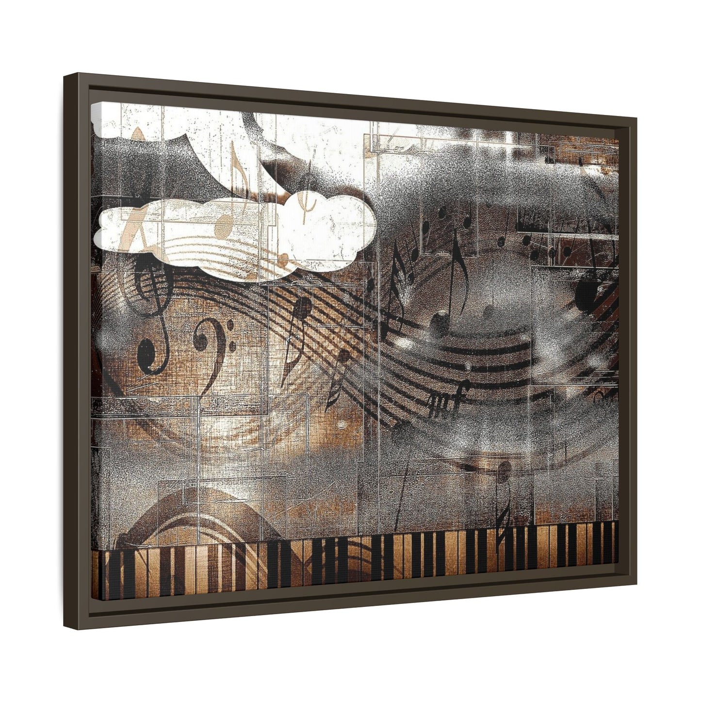 Framed Music Notes Canvas Print — Abstract Vintage Piano & Sheet Music Wall Art